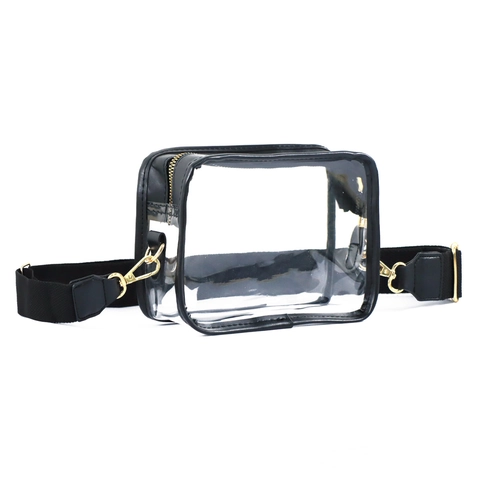 Εγκεκριμένη για το Στάδιο Διαφανής Τσάντα Crossbody από PVC Μοντέρνα Αδιάβροχη Τσάντα Ώμου Με Ρυθμιζόμενο Ιμάντα Χρυσό Υλικό για Συναυλίες Αθλήματα