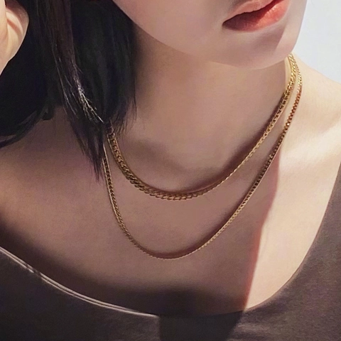 Collana In Acciaio Inossidabile Placcato Oro Doppio Strato Catena A Maglia E Serpente Gioielli Vintage Hip Hop Per Donna Uomo