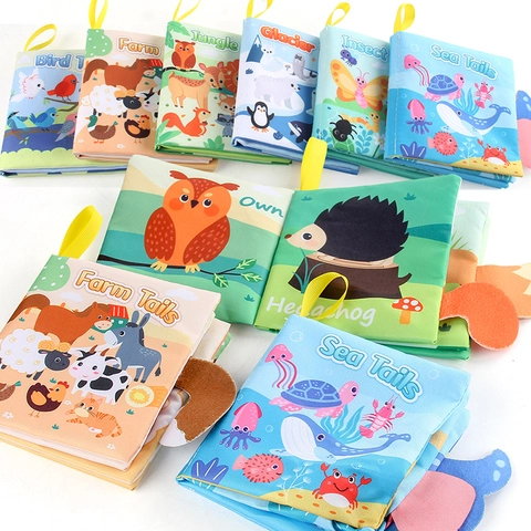 Libro De Tela Para Bebé Juguete Sensorial Suave Con Colas De Animales 3D Sonido Crujiente Lavable Educación Temprana
