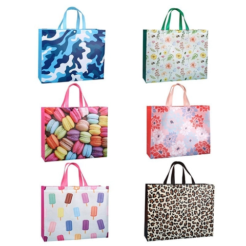 Fashion Waterproof Non-Woven Shopping Tote Bag Leopard Camouflage Floral Cartoon Reusable Grocery Gift Packaging Bag