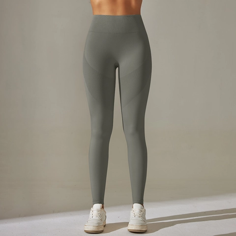 Nahtlose Yoga Hose Damen Hohe Taille Nylon Spandex Gestrickte Hüftstraffung Leggings Fitness Laufen Training Einfarbig