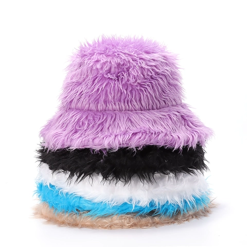 Sombrero De Pescador Piel Sintética Felpa Engrosado Cálido Invierno Exterior Color Sólido Moda Versátil Mujeres Hombres
