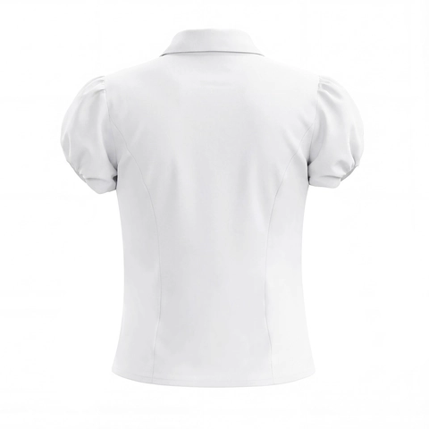 Blusa Bianca Da Donna Maniche A Sbuffo Vita Sciancrata Colletto A Rever Vintage Raffinata Camicia Top