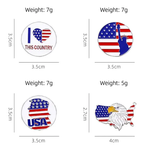 USA Onafhankelijkheidsdag Legering Emaille Broche Pin Vrijheidsbeeld Amerikaanse Vlag Hart Zeearend USA Badge Accessoires