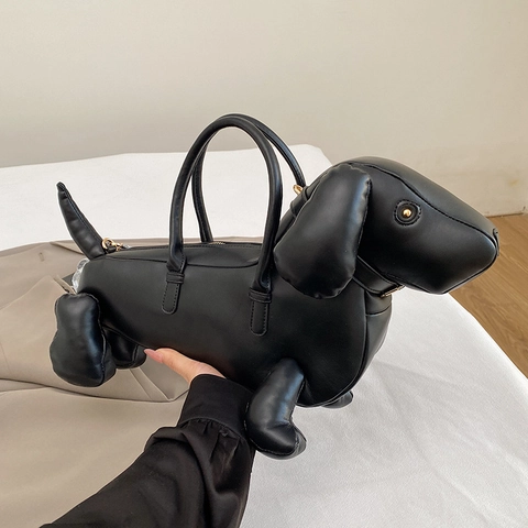 Dackel Handtasche PU Leder Kreative Schultertasche Umhängetasche Mode Neuheit Tier Design