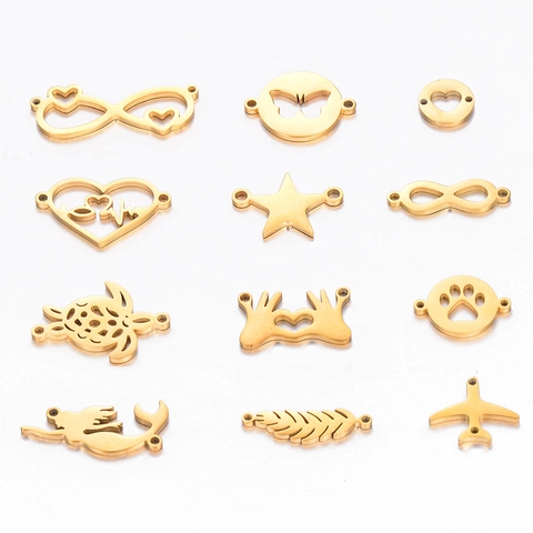 Edelstahl Schmuck Verbinder Doppel Loch Charms Anhänger DIY Basteln Schmetterling Herz Meerjungfrau Flugzeug Stern Form