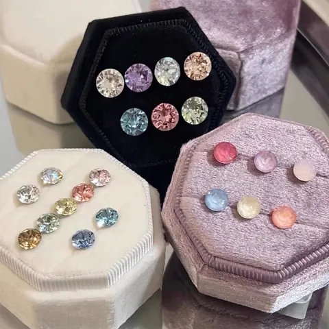 Titanium Steel Round Rhinestone Stud Earrings Colorful Screw Back Ear Bone Studs Minimalist Jewelry For Women Single Piece