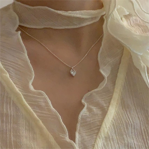 Herz Anhänger Halskette 925 Sterling Silber Herzschliff Zirkonia Minimalistisch Elegant Schmuck Damen