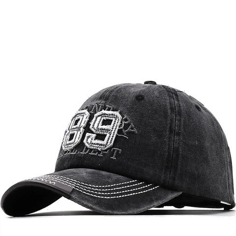 Retro Washed Cotton Baseball Cap Distressed 3D Embroidery Graphic Adjustable Vintage Streetwear Hat Unisex Breathable