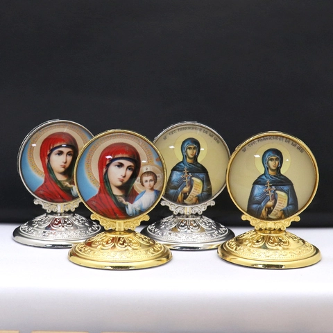 Ornement De Bureau Icône Religieuse Alliage De Zinc Orthodoxe Vierge Marie Jésus Statue En Métal Figurine Décorative