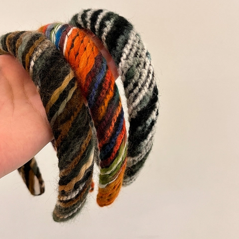 Knitted Headband Colorful Wool Woven Hair Hoop Retro High Top Hair Accessories For Women Sweet Korean Style