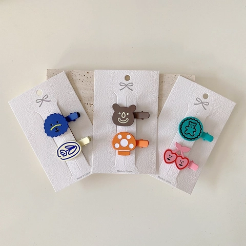 Mollette Per Capelli Bambini Cartone Animato Fungo Orso Ciliegia Resina Metallo Clip Becco D'Anatra Per Ragazze