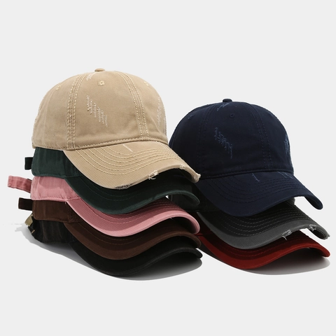 Casquette De Baseball Usée Coton Lavé Ajustable Chapeau De Soleil Extérieur Vintage Streetwear Uni