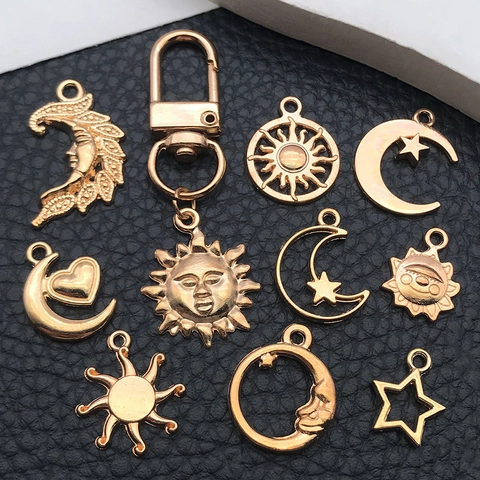 Himmlische Sonne Mond Stern Anhänger Zinklegierung Ausgehöhlte Retro Charms Für DIY Schmuckherstellung Zubehör