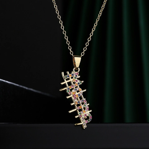 Verticale Letter Mama Hanger Ketting Goud Verguld Koper Kleurrijke Zirkoon Chique Sieraden Voor Vrouwen Cadeau