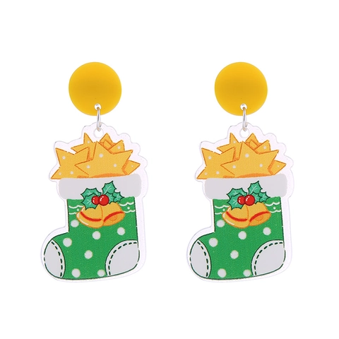 Boucles D'oreilles De Noël Acrylique Scintillant Double Face Père Noël Sapin Flocon De Neige Dessin Animé Bijoux De Fête Nouveauté