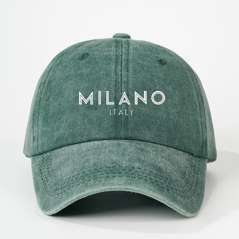 Cappello Da Baseball Cotone Lavato Milano Italia Lettera Stampata Regolabile Retro Dad Hat All Aperto Parasole Casual