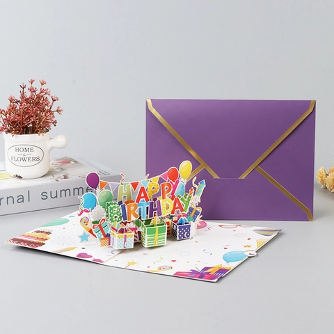 3D Pop-up Geburtstagskarte Leuchtende Musik Papierschnitzerei Grußkarte Mit Umschlag Für Geburtstagsfeier