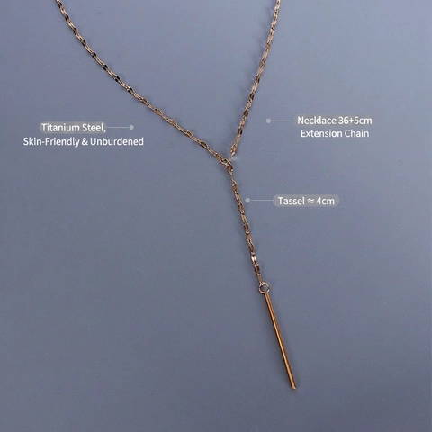 Collana Con Nappa A Forma Di Y In Acciaio Al Titanio Placcato Oro 18K Stile Francese Choker Minimalista Da Donna
