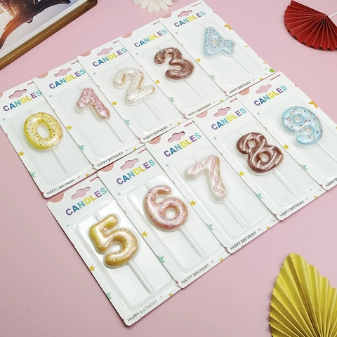 Donut Number Birthday Candles Colorful Paraffin Wax Cake Toppers Party Decorations Numerical Celebration