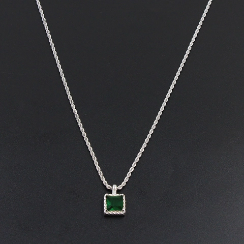 Collier Pendentif en Acier Inoxydable et Zirconia pour Femme Élégant Collier Géométrique Chaîne de Corde Bijoux