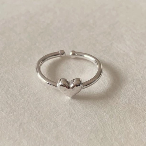 Minimalistischer Herzring Aus 925er Sterlingsilber Verstellbares Offenes Band Poliertes Elegantes Modeaccessoire Damen