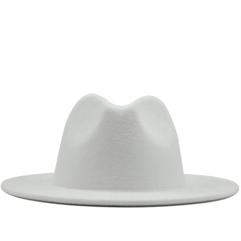 Classic Solid Color Felt Fedora Hat Wide Brim Retro Jazz Cap Adjustable Unisex Elegant British Style Accessories