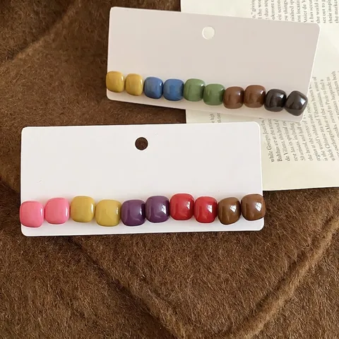 Resin Square Stud Earrings With Silver Earring Post Colorful Dopamine Style Simple Geometric Jewelry For Women