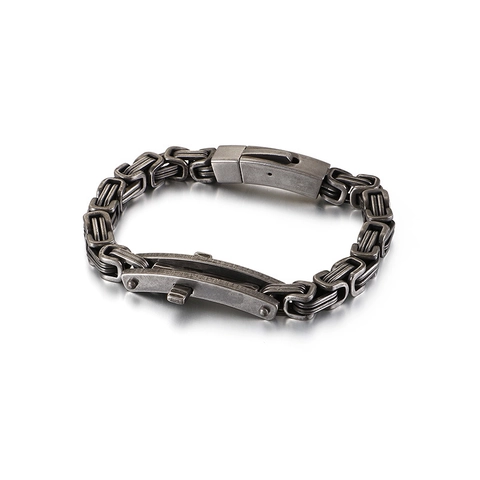 Byzantine Chain Bracelet 316L Stainless Steel Cross Plate Industrial Vintage Retro Punk Jewelry For Men