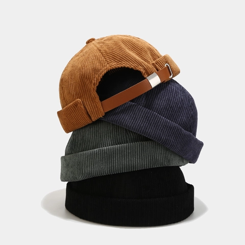 Gorro Docker De Pana Sin Ala Miki Cap Ajustable Retro Color Sólido Marinero Para Hombres Mujeres