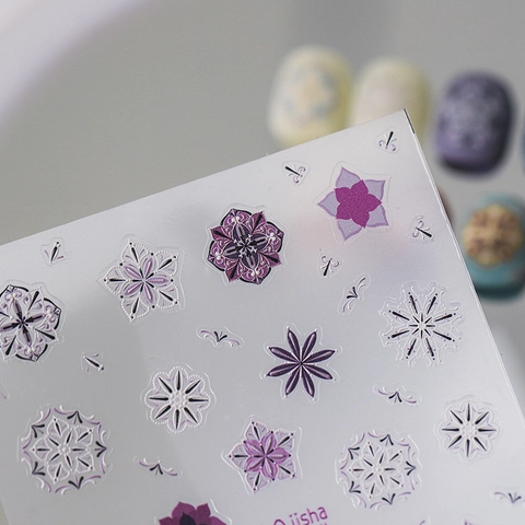 Autocollants Art Des Ongles PET Relief Gaufré Mat Mandala Géométrique Motifs Floraux Auto-Adhésifs Décoration