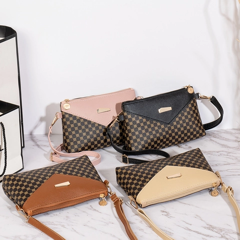 Piccola Borsa A Tracolla Da Donna Pelle PU Stampa Geometrica Busta Borsa A Spalla Versatile Elegante Design Di Nicchia