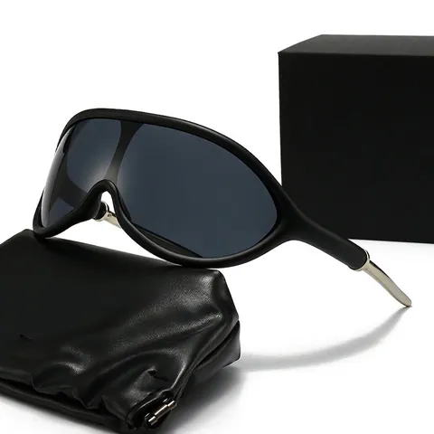 Lunettes De Soleil De Sport De Plein Air Grandes Lentilles Protection UV Coupe Vent Monture PC Métal Pour Hommes Femmes