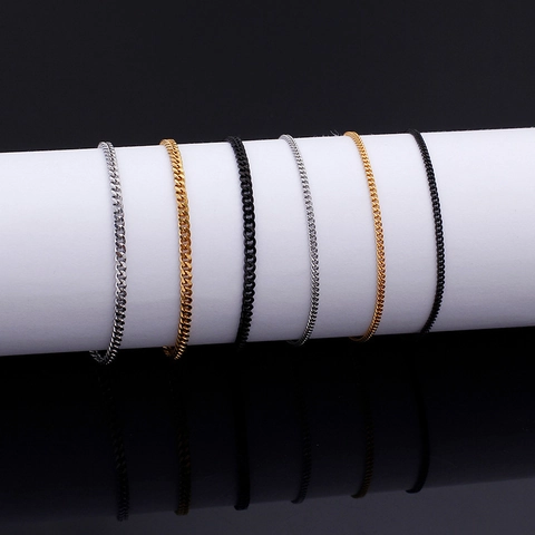 Minimalist Cuban Chain Necklace Stainless Steel Anti Allergic Polished Geometric Clavicle Jewelry For Women Men