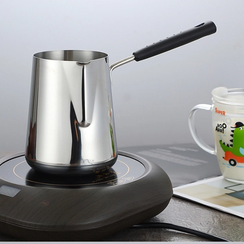 Caffettiera Turca In Acciaio Inossidabile Scalda Latte Con Manico Lungo Resistente Al Calore Beccuccio A V Pentola