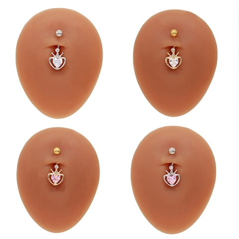 Mode Krone Herz Bauchnabel Piercing Navel Ring Zinklegierung Strass Körperschmuck Für Damen Strand Party Zubehör