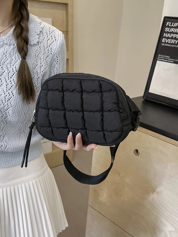 Women Quilted Puffer Waist Bag Nylon Padded Chest Crossbody Bag With Adjustable Wide Strap Casual Fashion