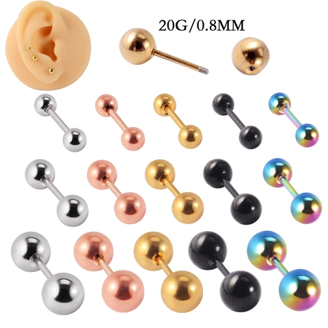 20G Stainless Steel Ball Stud Earrings For Women Men Cartilage Piercing Jewelry Minimalist Small Earrings Gold Silver Black