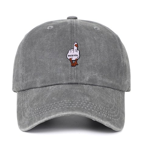 Unisex Gewassen Distressed Polyester Honkbalpet Vintage Retro Streetwear Zonnehoed Met Grappige Ganzen Borduursel Duck You