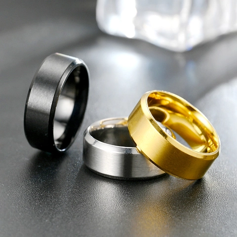 Bandring Edelstahl Gebürstete Matte Oberfläche Abgeschrägte Kante Polierte Innenseite Minimalistischer Schmuck