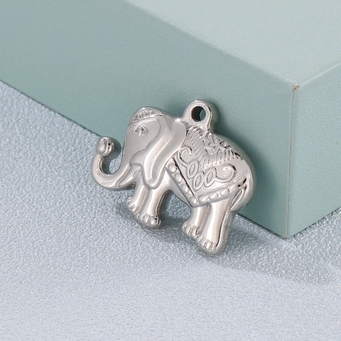 Colgante De Elefante De Acero Inoxidable Pulido Espejo Hueco Animal Accesorio Joyería DIY Artesanía