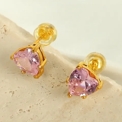 Elegante Set Di Gioielli A Cuore In Zirconia Acciaio Al Titanio Placcato Oro Collana E Orecchini In Zirconia Bianchi E Rosa Regalo Di San Valentino Per Donna