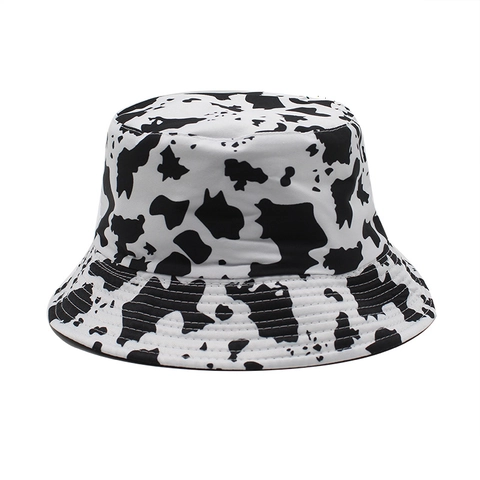 Chapeau Bob Imprimé Vache Coton Protection Solaire Été Extérieur Respirant Chapeau De Soleil Pour Femmes Versatile