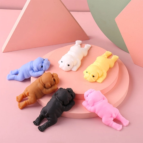 Lindo Juguete Perro Squishy para Alivio del Estrés Suave TPR Cachorro Cerdo Juguete para Apretar Decoración de Escritorio Regalo Divertido