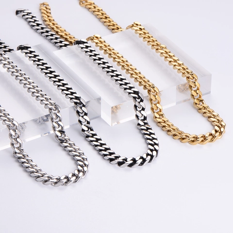 Cuban Link Chain Necklace 304 Stainless Steel Polished Hip Hop Punk Streetwear Jewelry For Men Women