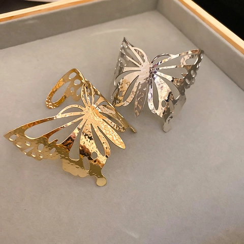 Bracciale A Polsino Aperto Farfalla Cava Anello Da Braccio Lega Martellata Gioielli Esagerati Per Donne