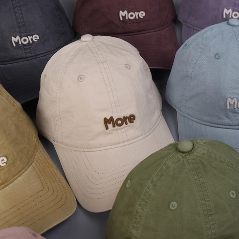Washed Cotton Baseball Cap With More Letter Embroidery Adjustable Strap Sun Protection Casual Summer Hat For Men Women