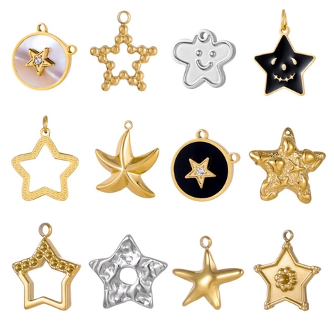 Roestvrijstalen Ster Zeester Hangers Retro Emaille Schelp Charms Voor DIY Sieraden Maken Ketting Accessoires