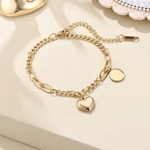 Vintage 18K Verguld Roestvrij Staal Ketting Armband Voor Dames Heren Hart Hangslot Handboeien Hanger Schakelarmband Sieraden Cadeau