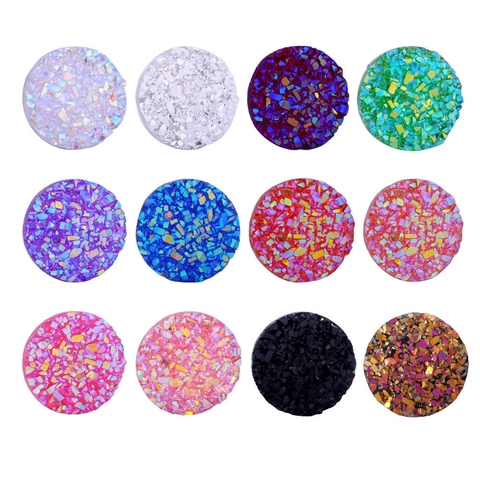 Στρογγυλά Resin Cabochons Druzy Glitter Starry Επιφάνεια Flat Back DIY Κατασκευή Κοσμημάτων Σκουλαρίκια Δαχτυλίδια Αξεσουάρ